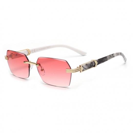 Damskie okulary przeciwsłoneczne Glamour bezramkowe prostokątne SKK-03E